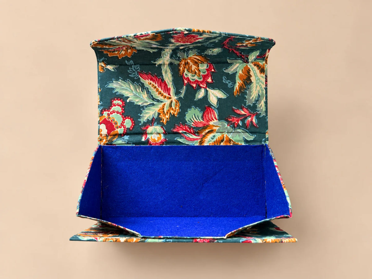 Handblock Sunglasses Case - Indigo Botanical