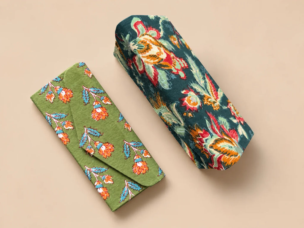 Handblock Sunglasses Case - Clay Flora