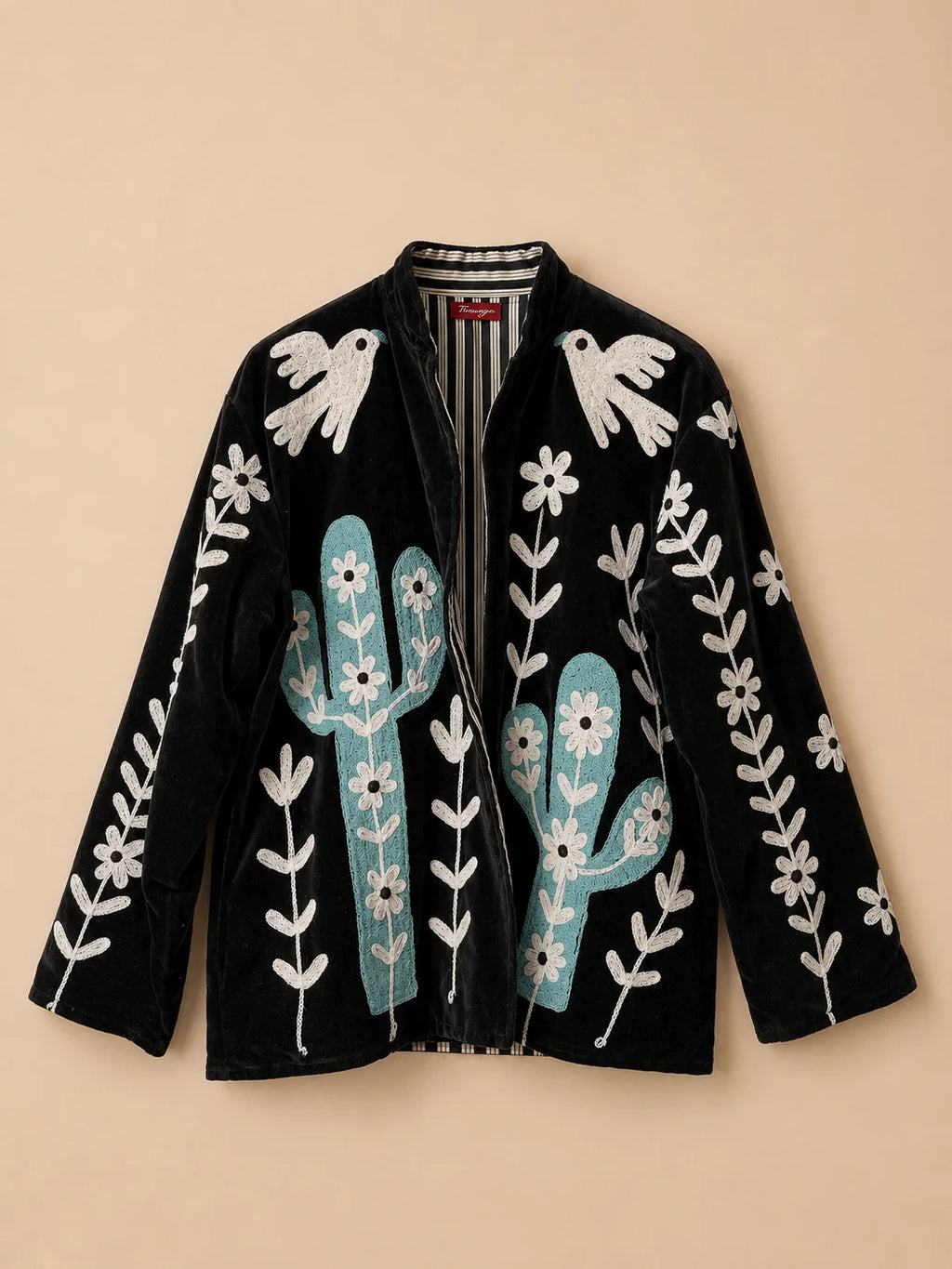 Suzani Velvet Jacket - Desert Dove (Front)