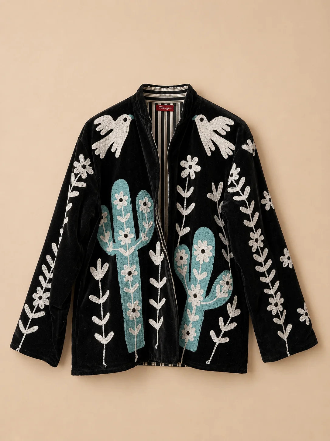 Suzani Velvet Jacket - Desert Dove (Front)