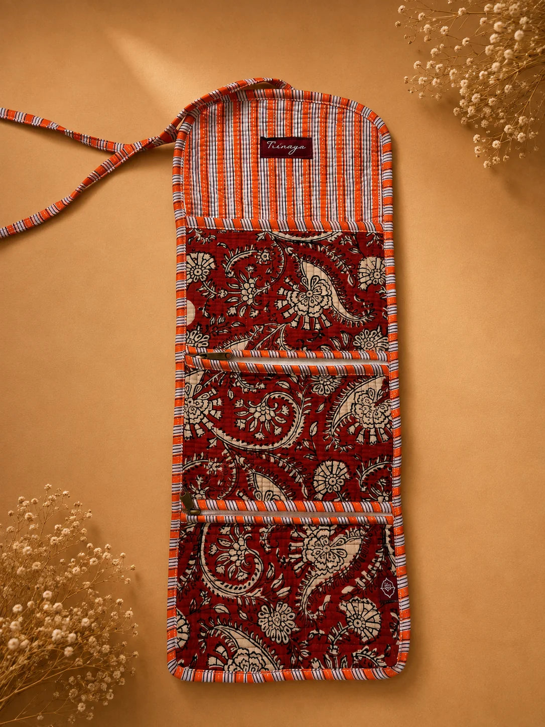 Handblock Fold Organiser - Flowervine (Open)