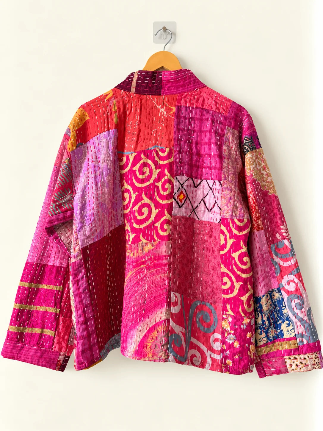 Silk Kantha Jacket - Magenta Bloom (Back)