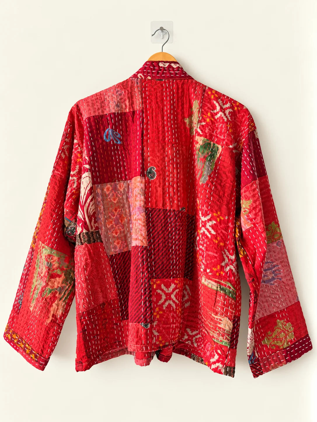 Silk Kantha Jacket - Ruby Patchwork (Back)