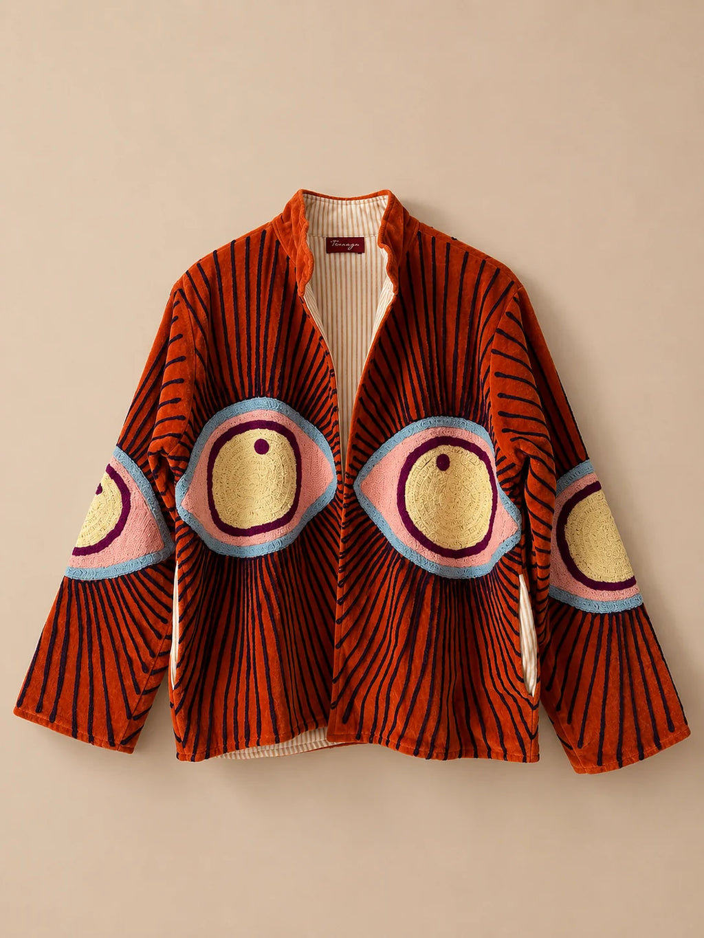 Suzani Velvet Jacket - Terracotta Gaze (Front)
