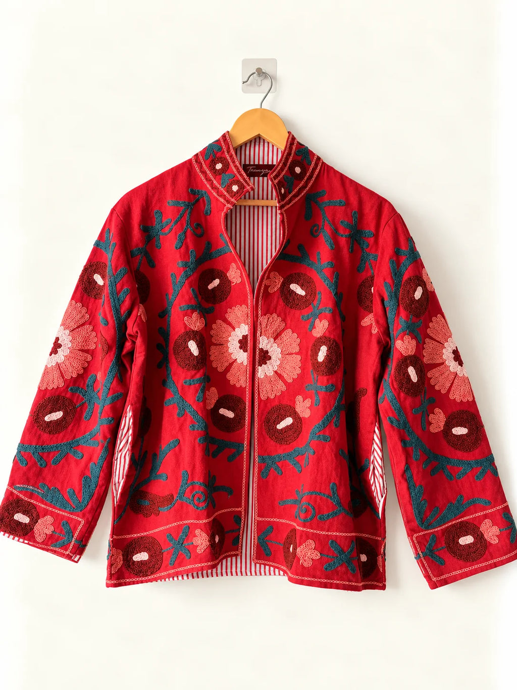 Suzani Canvas Jacket - Tomato Rust (Front)