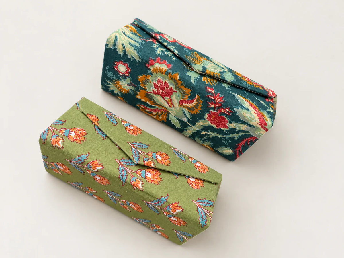 Handblock Sunglasses Case - Floral Cover